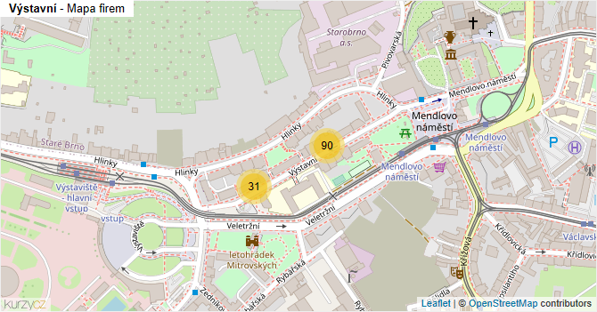 Výstavní - mapa firem