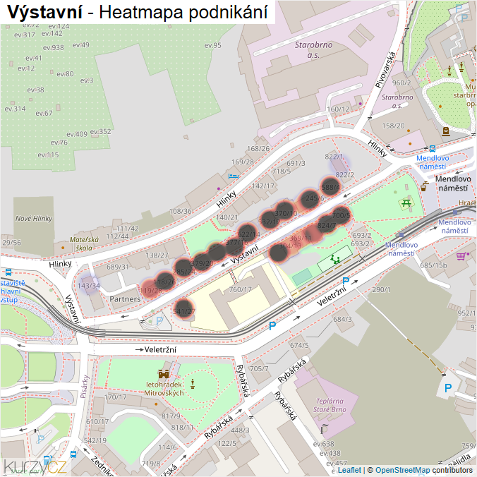 Mapa Výstavní - Firmy v ulici.