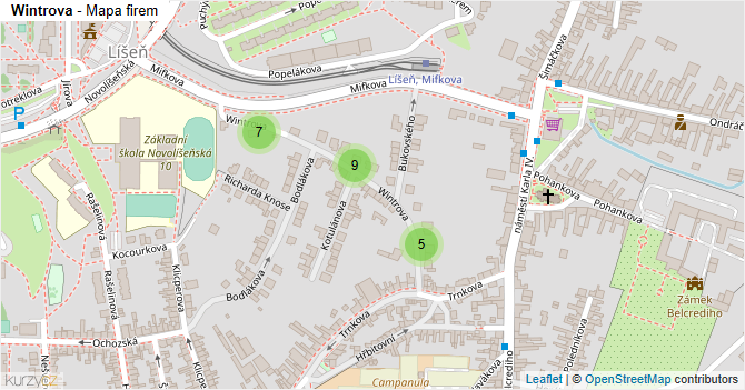 Wintrova - mapa firem
