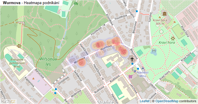 Wurmova - mapa podnikání