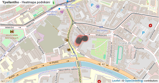 Ypsilantiho - mapa podnikání