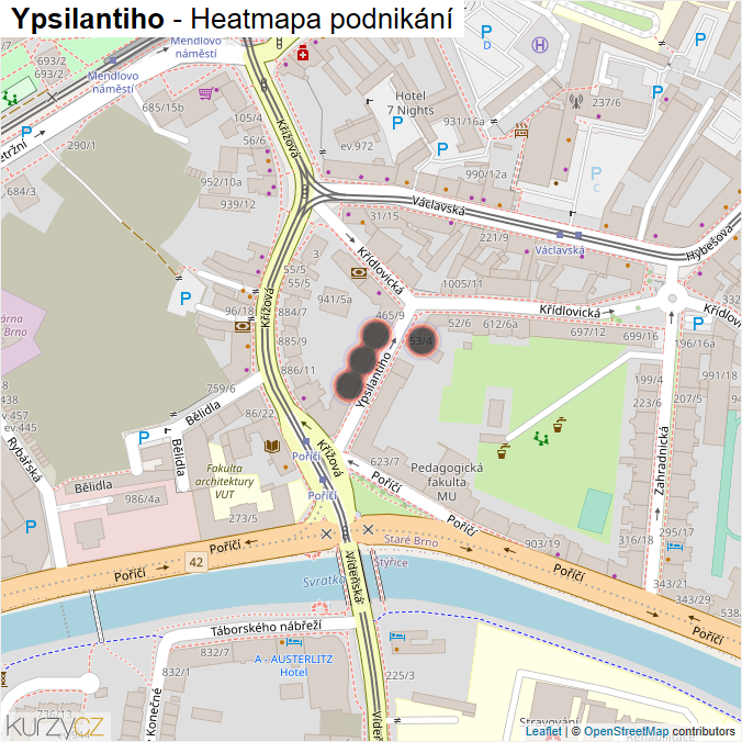 Mapa Ypsilantiho - Firmy v ulici.