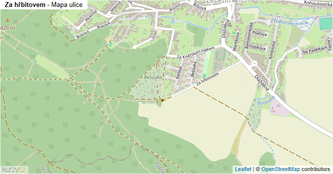 Za hřbitovem - mapa ulice