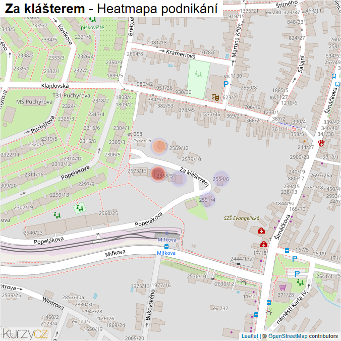Mapa Za klášterem - Firmy v ulici.