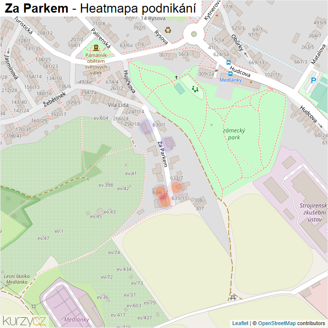 Mapa Za Parkem - Firmy v ulici.