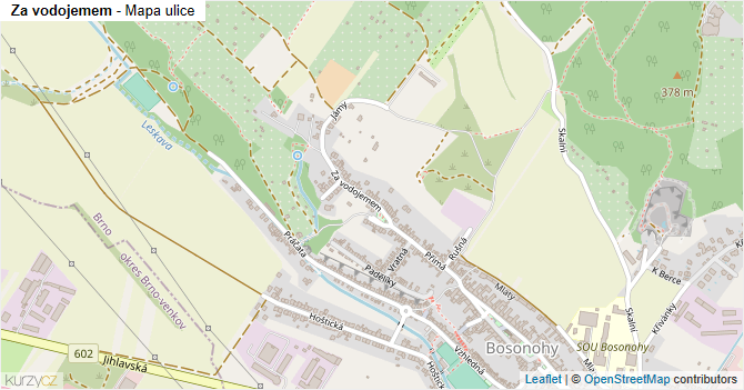 Za vodojemem - mapa ulice