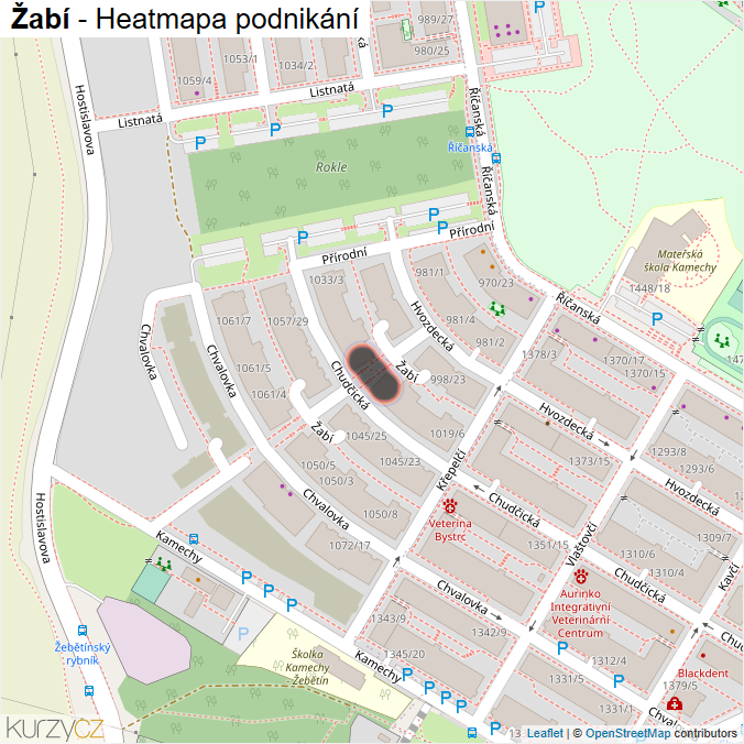 Mapa Žabí - Firmy v ulici.