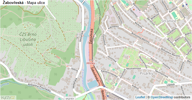 Žabovřeská - mapa ulice