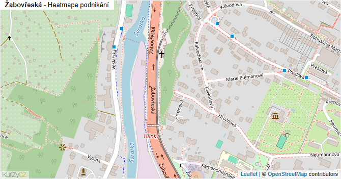 Žabovřeská - mapa podnikání
