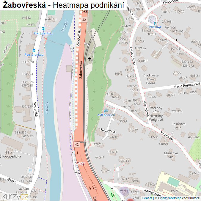 Mapa Žabovřeská - Firmy v ulici.