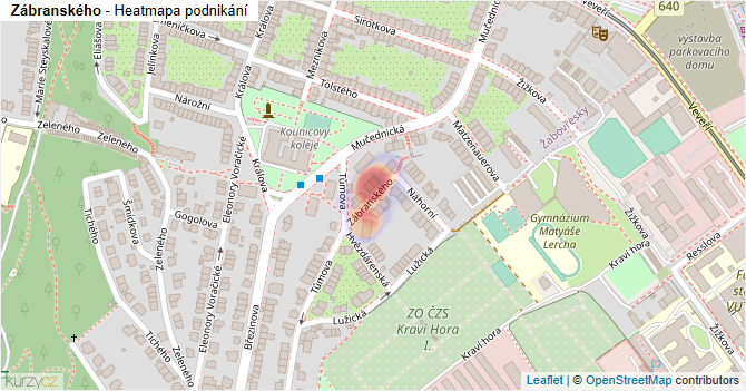 Zábranského - mapa podnikání