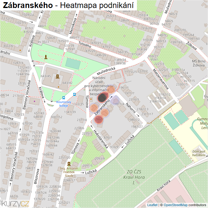 Mapa Zábranského - Firmy v ulici.