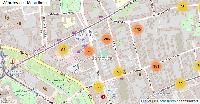 Zábrdovice - mapa firem