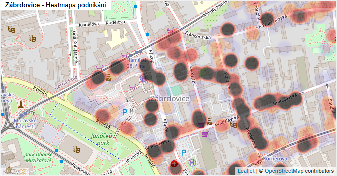 Zábrdovice - mapa podnikání