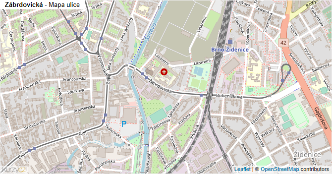 Zábrdovická - mapa ulice