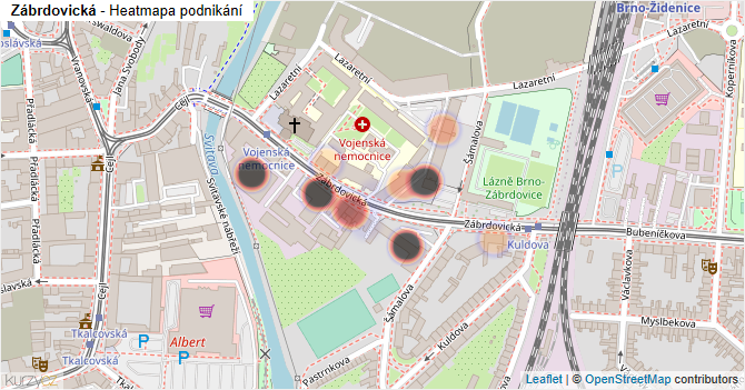 Zábrdovická - mapa podnikání