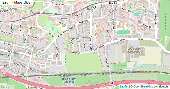 Zadní - mapa ulice