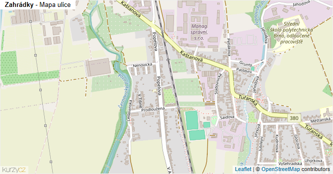 Zahrádky - mapa ulice