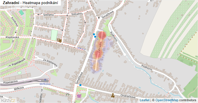 Zahradní - mapa podnikání