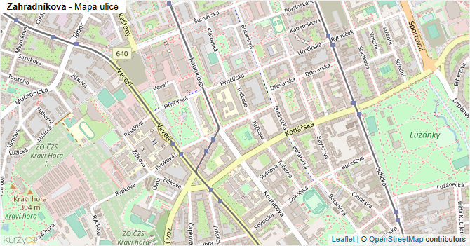 Zahradníkova - mapa ulice