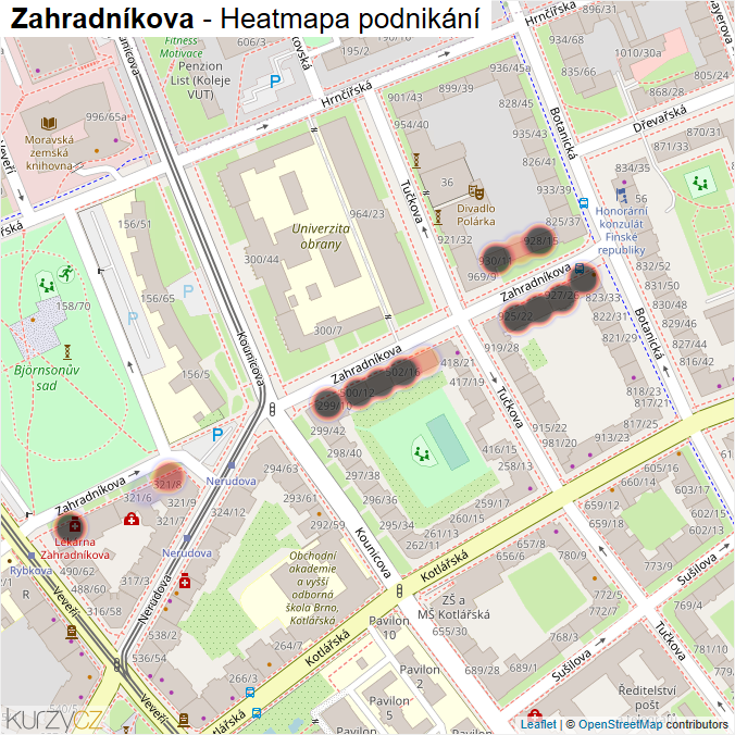 Mapa Zahradníkova - Firmy v ulici.