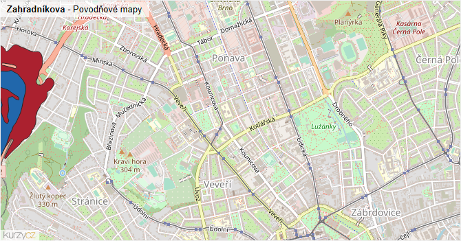 Zahradníkova - záplavové mapy stoleté vody