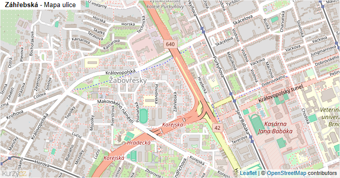 Záhřebská - mapa ulice