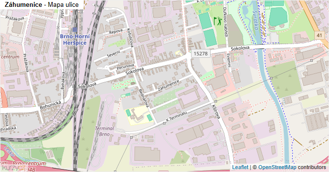 Záhumenice - mapa ulice