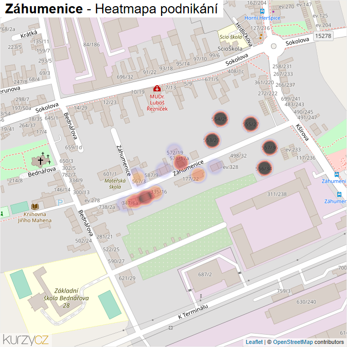 Mapa Záhumenice - Firmy v ulici.