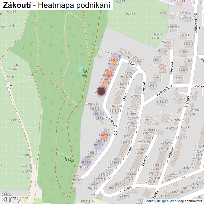 Mapa Zákoutí - Firmy v ulici.