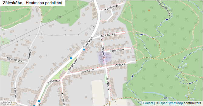 Záleského - mapa podnikání