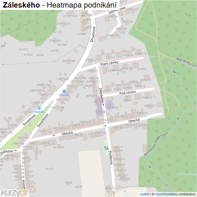 Mapa Záleského - Firmy v ulici.