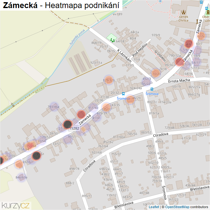 Mapa Zámecká - Firmy v ulici.