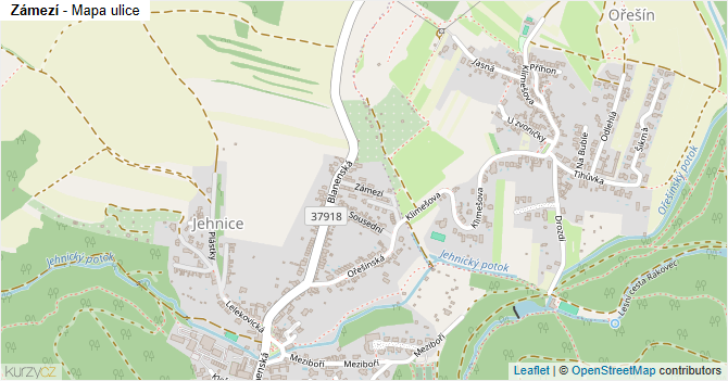 Zámezí - mapa ulice
