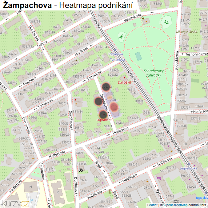 Mapa Žampachova - Firmy v ulici.