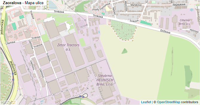 Zaoralova - mapa ulice