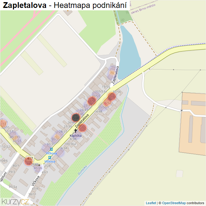 Mapa Zapletalova - Firmy v ulici.