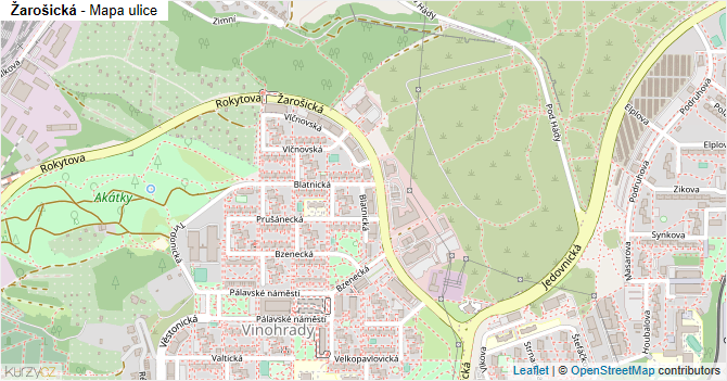 Žarošická - mapa ulice