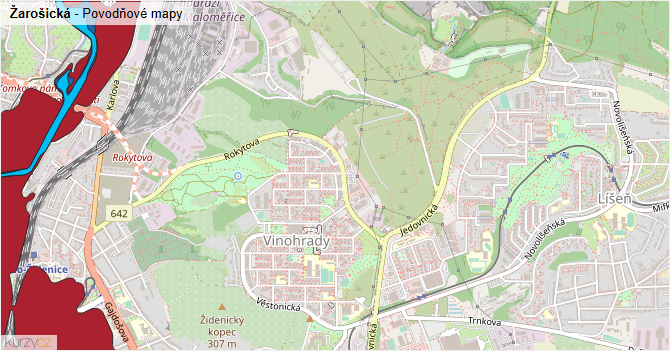 Žarošická - záplavové mapy stoleté vody