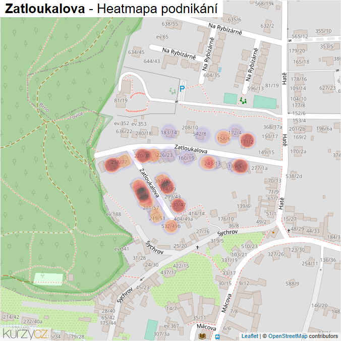 Mapa Zatloukalova - Firmy v ulici.