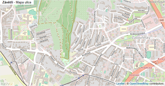 Závětří - mapa ulice