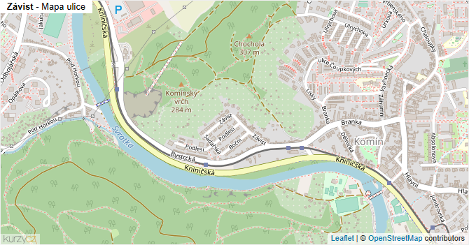 Závist - mapa ulice