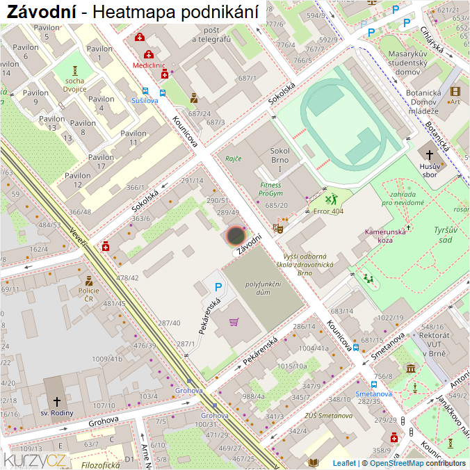 Mapa Závodní - Firmy v ulici.