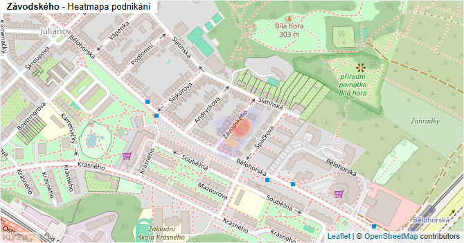 Závodského - mapa podnikání