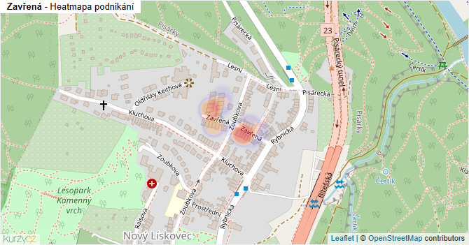 Zavřená - mapa podnikání