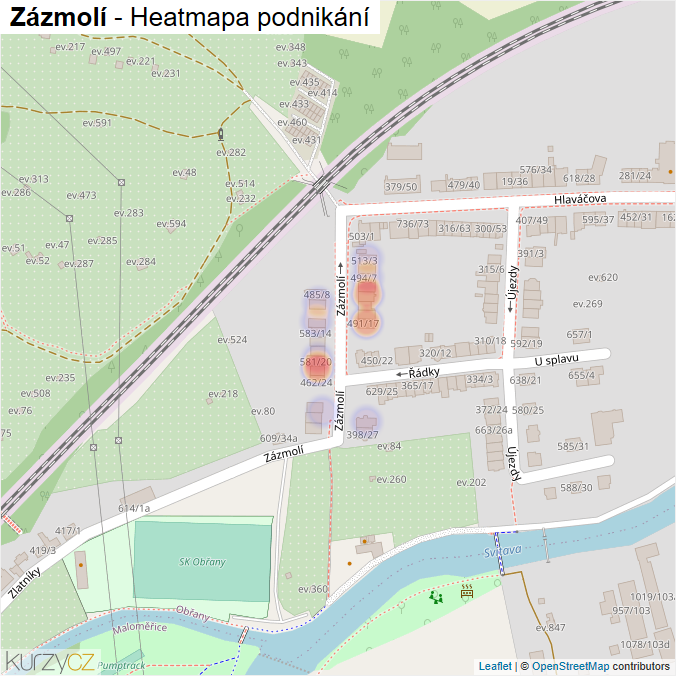 Mapa Zázmolí - Firmy v ulici.