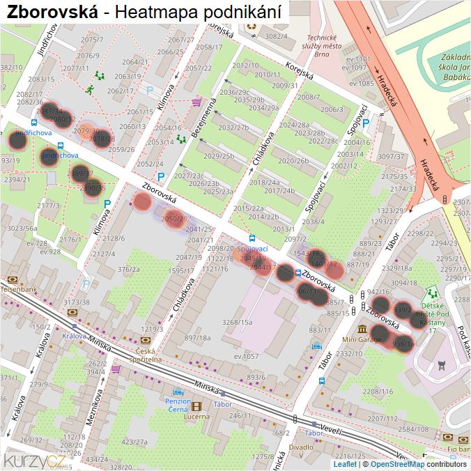 Mapa Zborovská - Firmy v ulici.