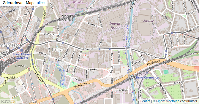 Zderadova - mapa ulice