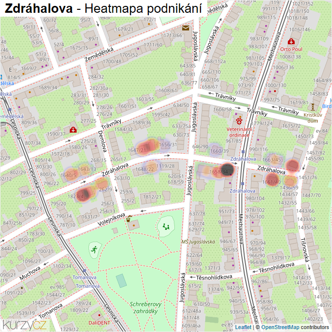Mapa Zdráhalova - Firmy v ulici.
