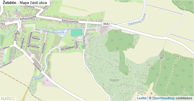 Žebětín - mapa části obce